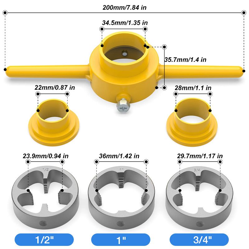 2Pcs Plastic Pipe Thread Die Kit
