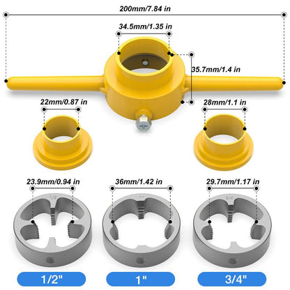 2Pcs Plastic Pipe Thread Die Kit
