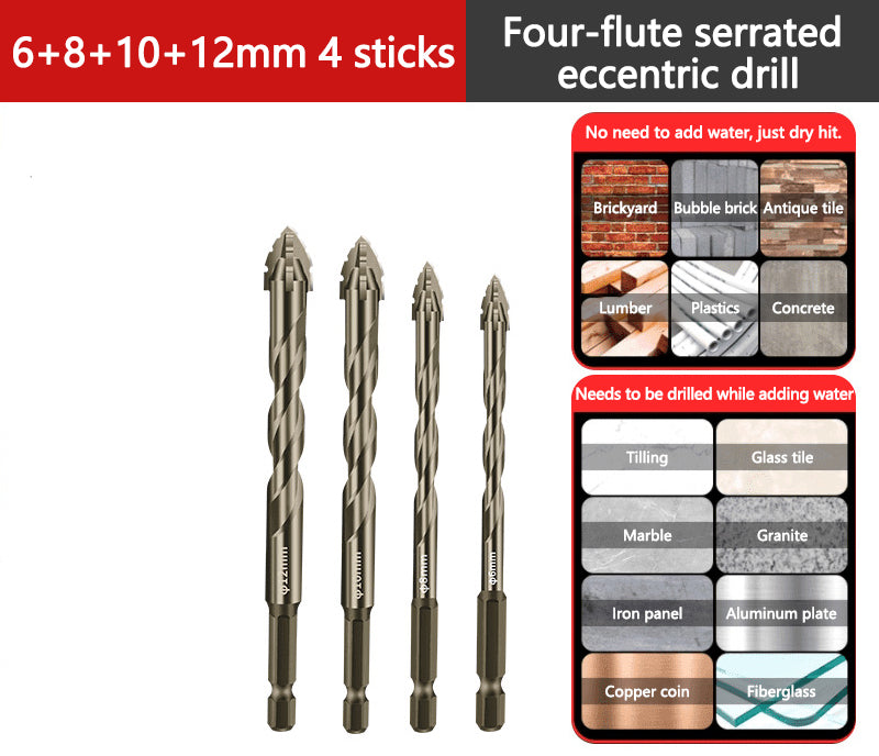 High Strength 4 Flute Serrated Eccentric Drill Bit Kit