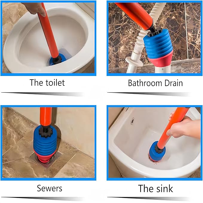 High Pressure Toilet Unblock One Shot Toilet Pipe Plunger, Upgraded Toilet Plunger Kit High Pressure Air Drain Clog Remover Plumbing Tool For Sink Bathroom Bathtub Clogged Pipe