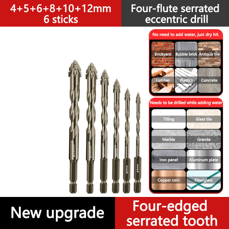 High Strength 4 Flute Serrated Eccentric Drill Bit Kit