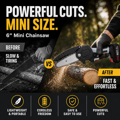 6 Inch Cordless Mini Chainsaw With 2 Batteries