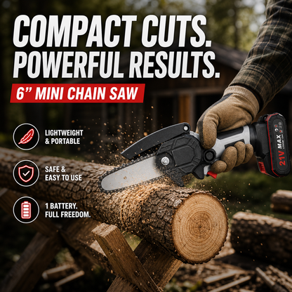 6 Inch Cordless Mini Chainsaw With 2 Batteries