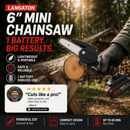 6 Inch Cordless Mini Chainsaw With 2 Batteries