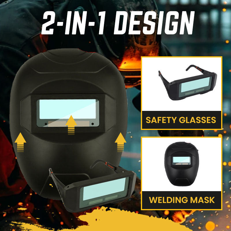 Lightweight Durable 2 In 1 Welding Mask & Safety Glasses