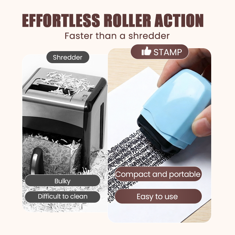 Privacy Roller Stamp Hide Personal Info Instantly. No Shredding Needed. Refillable & Portable