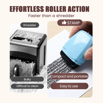 Privacy Roller Stamp Hide Personal Info Instantly. No Shredding Needed. Refillable & Portable