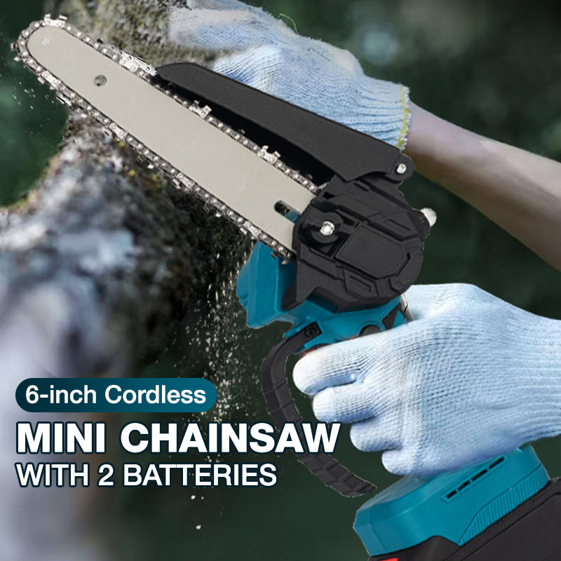 6 Inch Cordless Mini Chainsaw With 2 Batteries