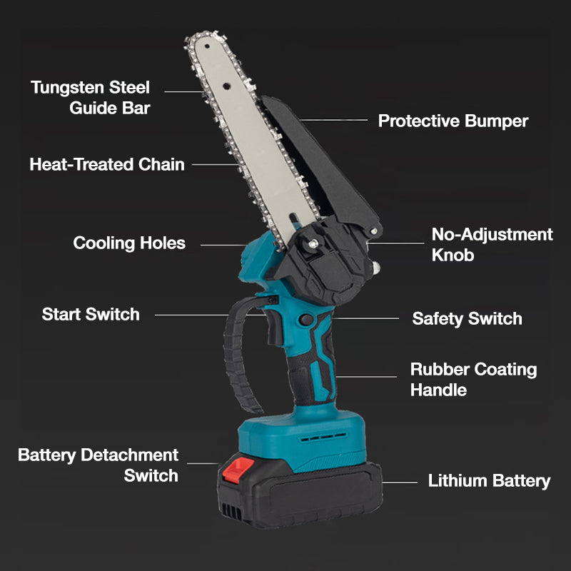 6 Inch Cordless Mini Chainsaw With 2 Batteries