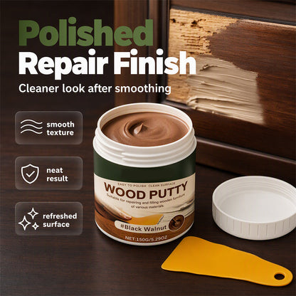 Wood Repair Filler Putty Fills Cracks & Chips, Smooths Surfaces, Blends With Dark Wood