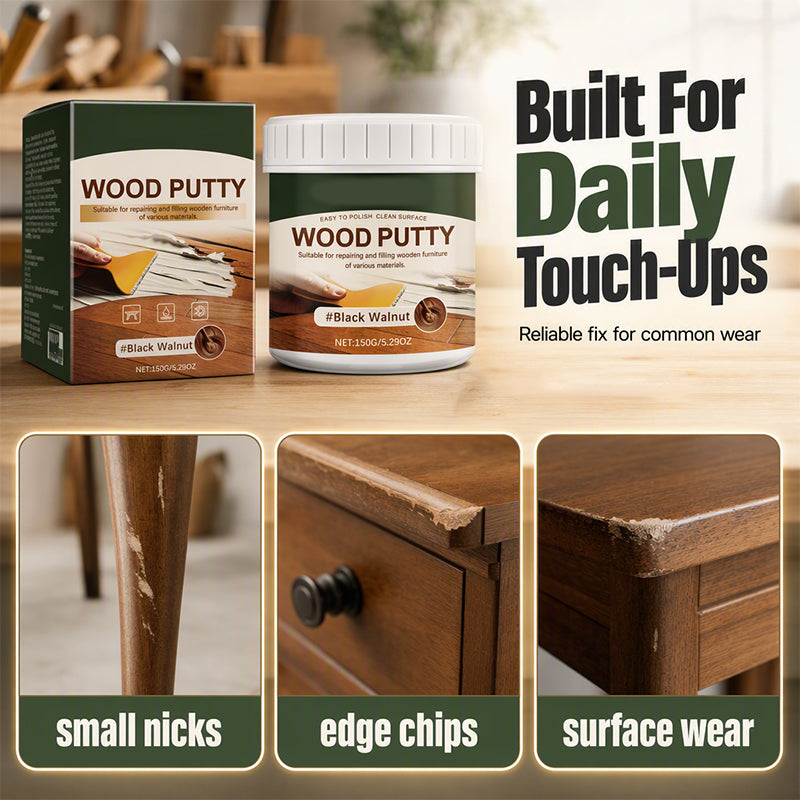 Wood Repair Filler Putty Fills Cracks & Chips, Smooths Surfaces, Blends With Dark Wood