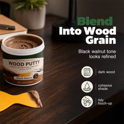 Wood Repair Filler Putty Fills Cracks & Chips, Smooths Surfaces, Blends With Dark Wood